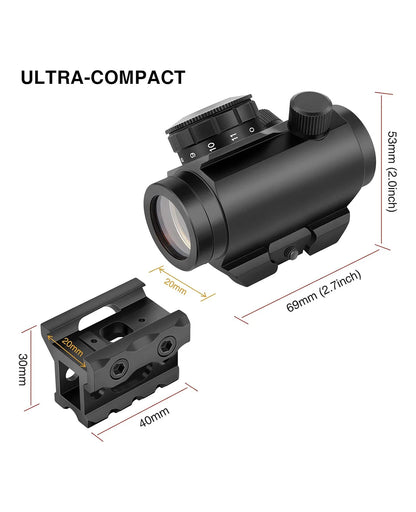 Viseur collimator (viseur rapide) BlackAirsoft FALCON 2MOA 1x25 mm avec 11 niveaux de luminosité